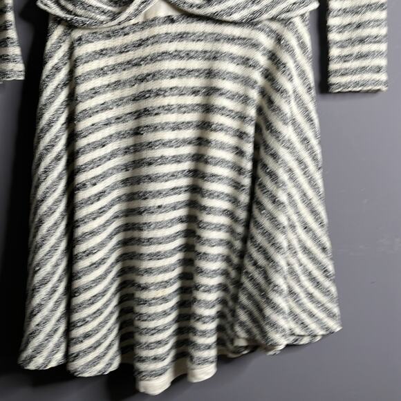 Free People Gray and White Striped Wrap Fit & Flare Dress Size XS - Picture 3 of 9